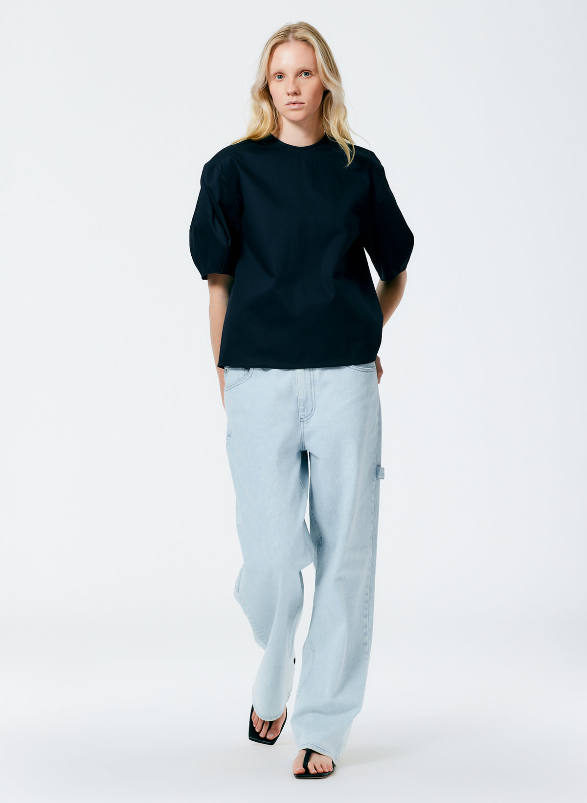 Mila Stretch Satin Easy Crew Neck Top – Tibi Official