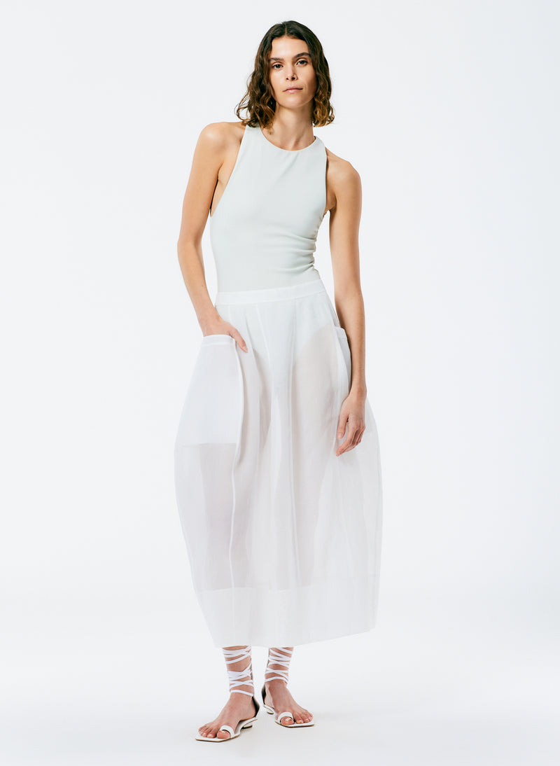 Starch Cotton Organza Lantern Skirt White-1