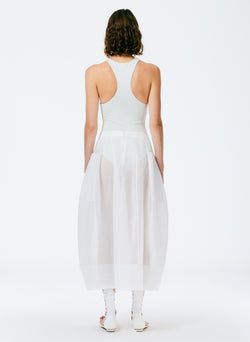 Starch Cotton Organza Lantern Skirt White-3