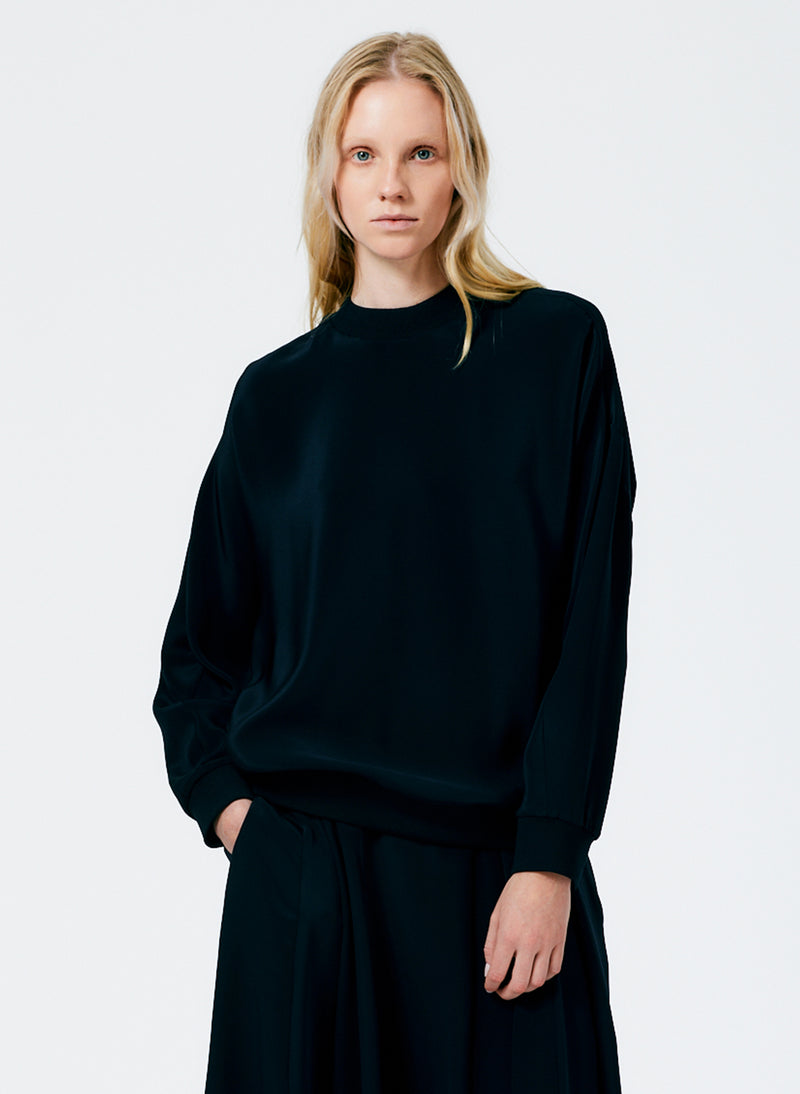4-Ply Silk Crewneck Eased Out Top – Tibi Official