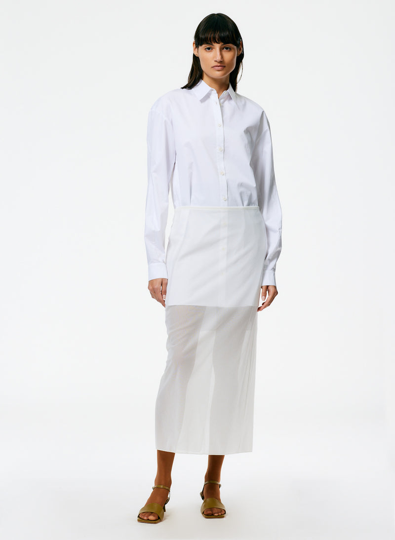 Eco Poplin Twisted Sleeve Dress White-1