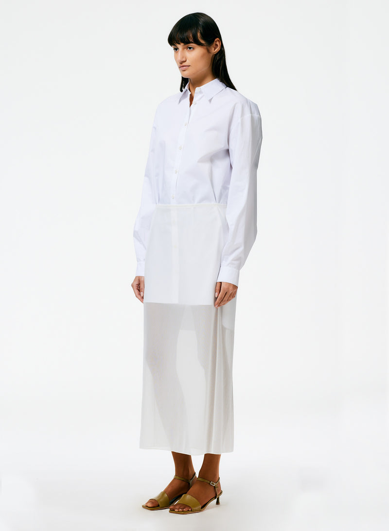 Eco Poplin Twisted Sleeve Dress White-2