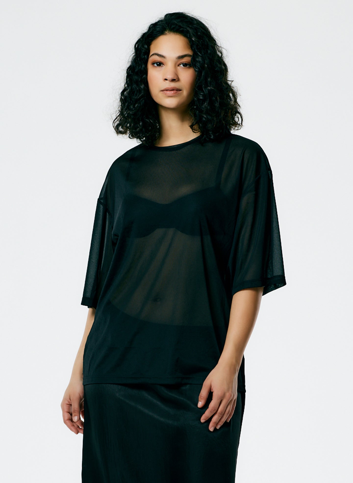 Sheer Gauze Easy T-Shirt - Black-1