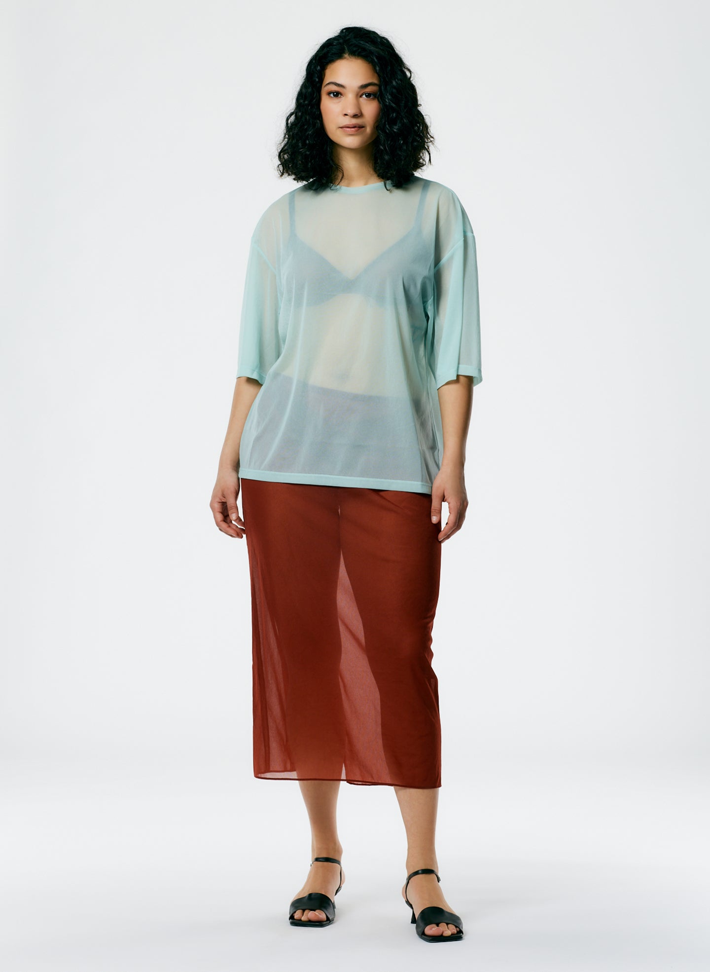 Sheer Gauze Maxi Pencil Skirt - Driftwood-1