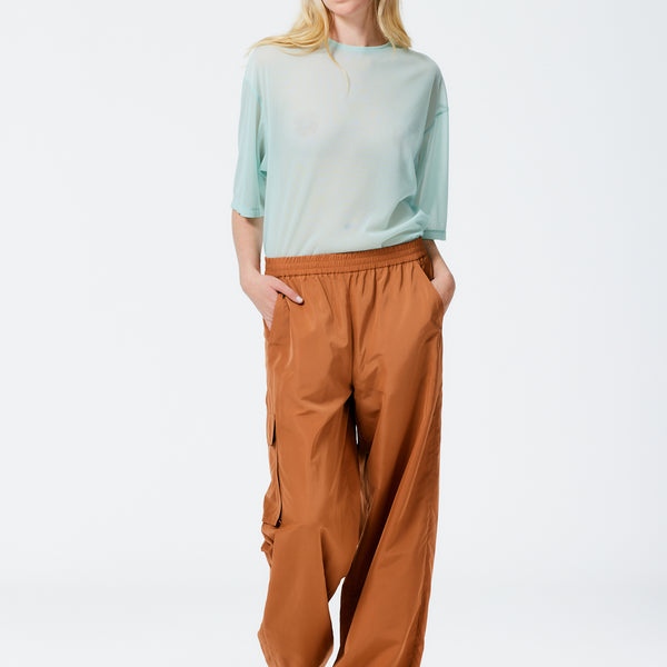 Italian Sporty Nylon Wide Leg Pull on Pant – Tibi Official