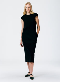 Compact Ultra Stretch Knit Lean Sleeveless Dress Black-1