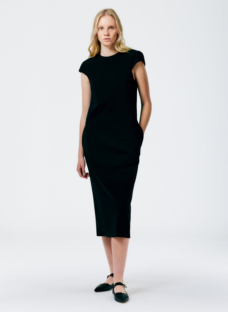Compact Ultra Stretch Knit Lean Sleeveless Dress Black-1