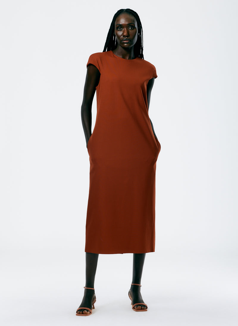 Compact Ultra Stretch Knit Lean Sleeveless Dress Redwood-1