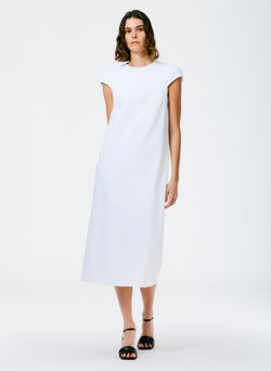 Compact Ultra Stretch Knit Lean Sleeveless Dress White-1