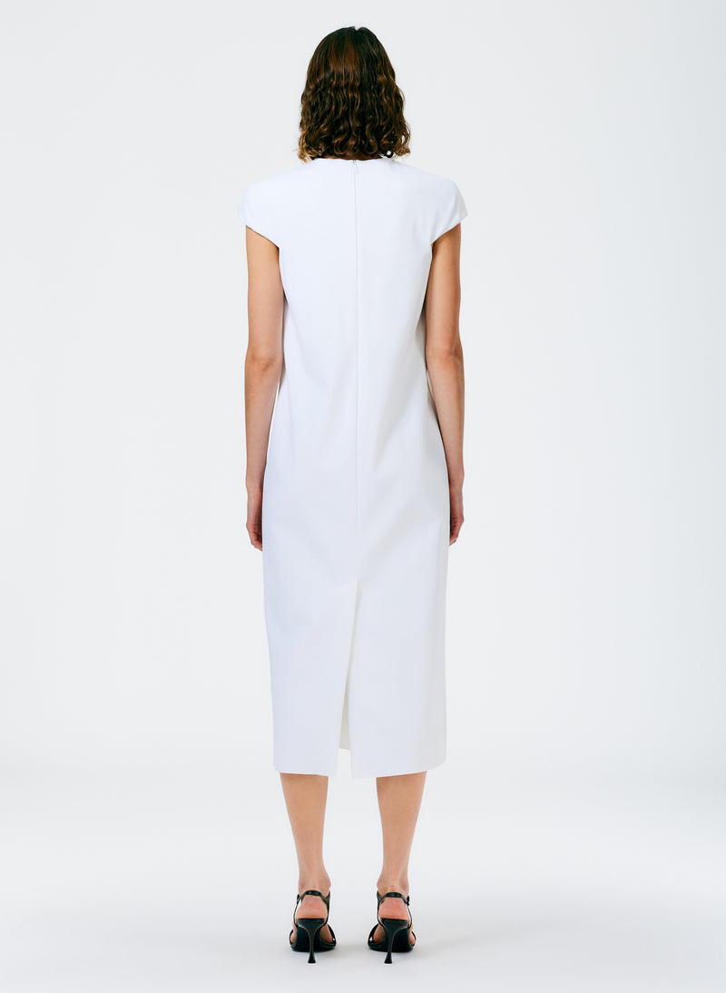 Compact Ultra Stretch Knit Lean Sleeveless Dress White-3
