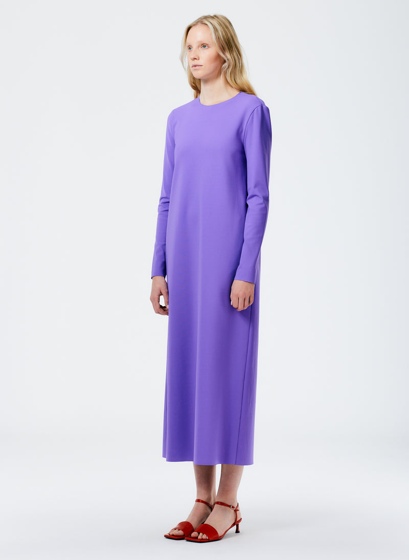 Compact Ultra Stretch Knit Long Sleeve Open Back Dress Violet-2
