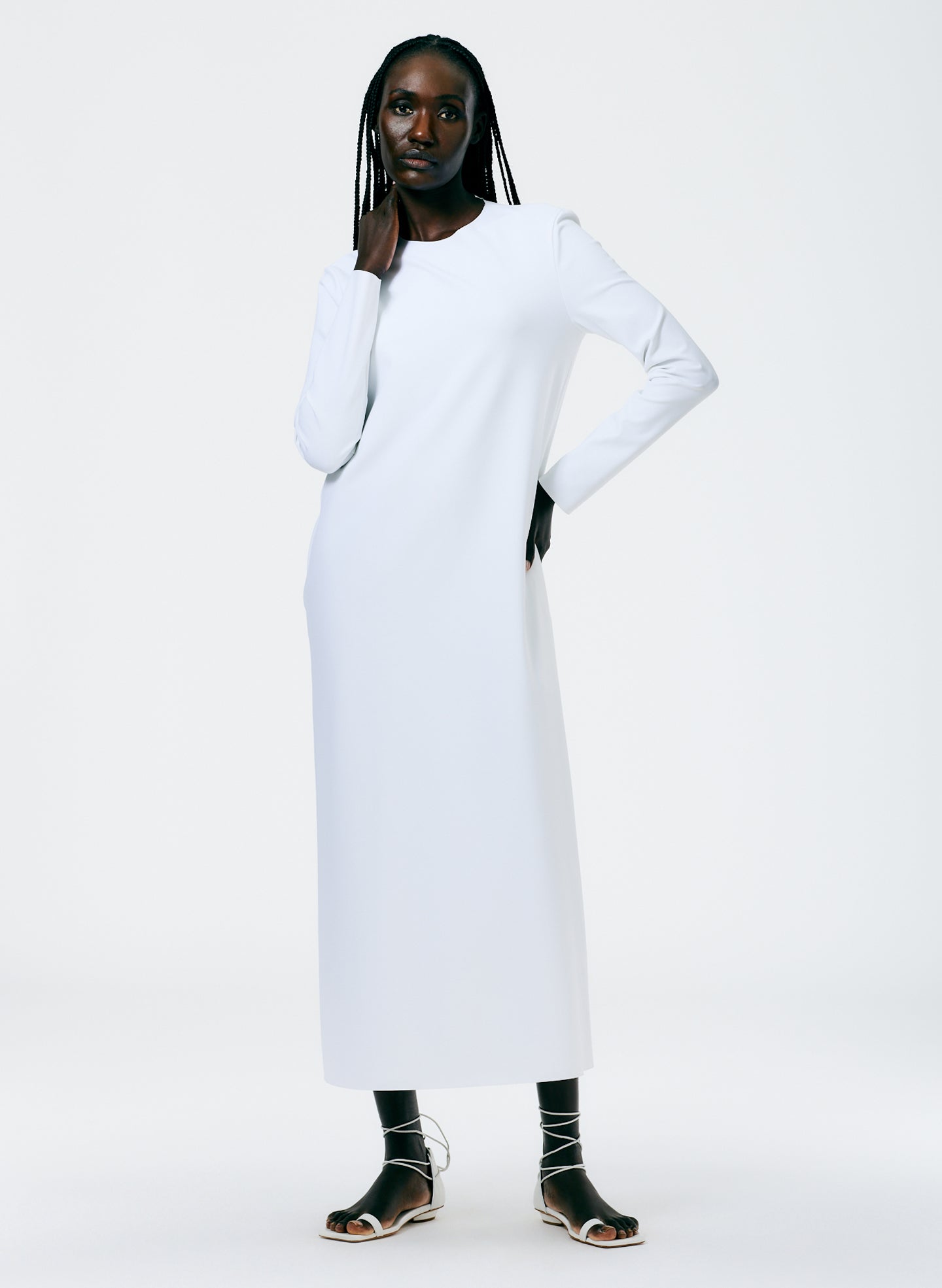 White / 00 / S123UK1559 Compact Ultra Stretch Knit Long Sleeve Open Back Dress White / 00 / S123UK1559 Compact Ultra Stretch Knit Long Sleeve Open Back Dress