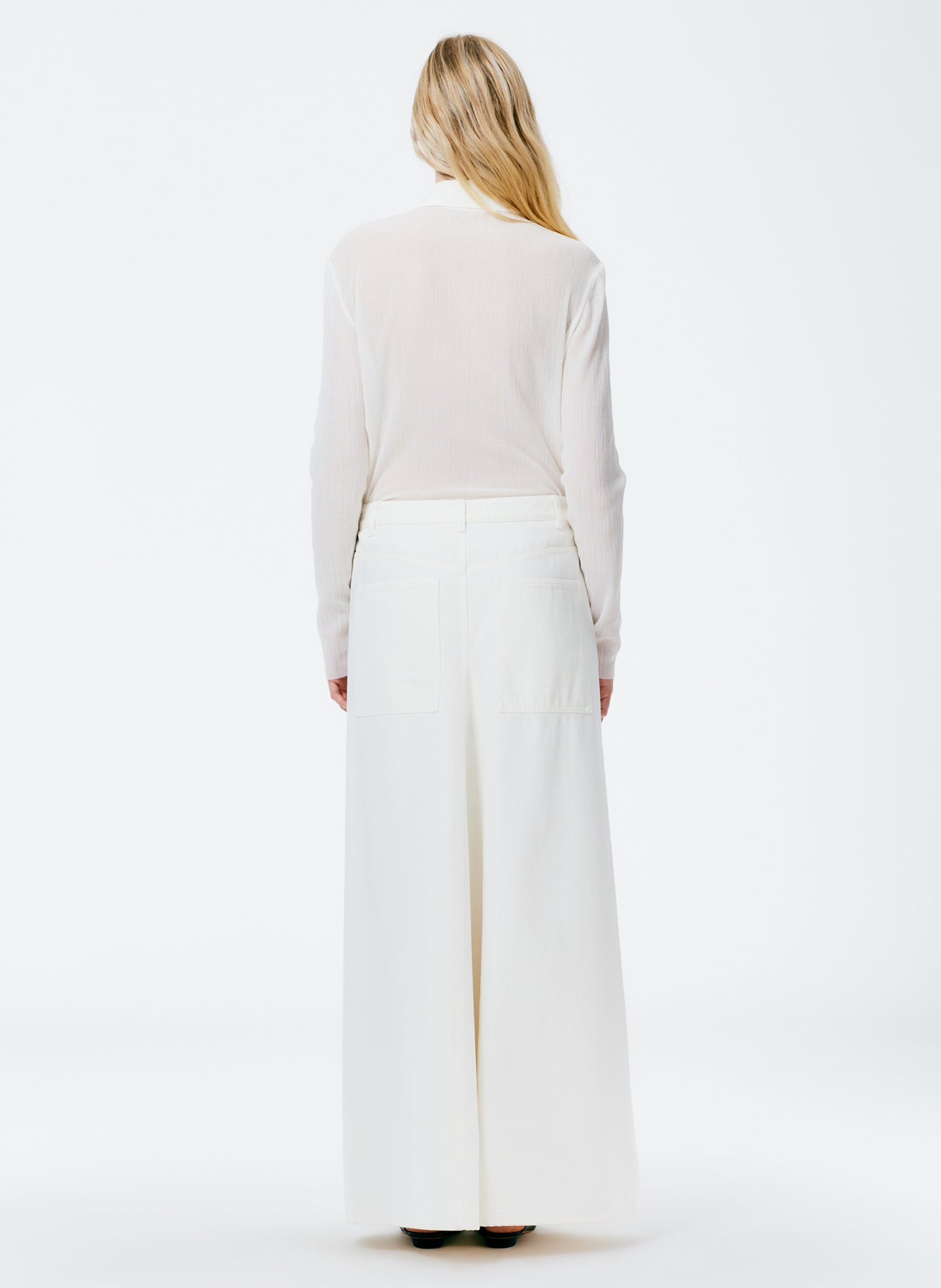 White Denim Godet Maxi Skirt – Tibi Official