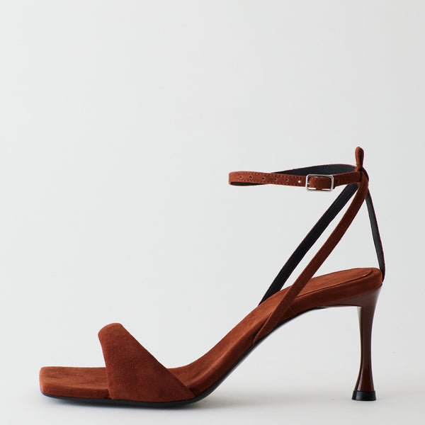 Brown suede store sandal heels