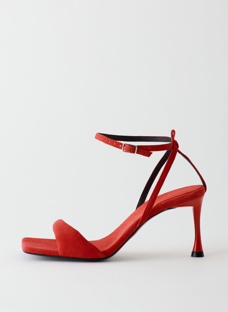 Simmi London Apple barely there heeled sandals in Dark Red | ASOS