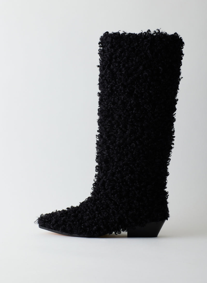 Lola Long Faux Fur Boot Black-01