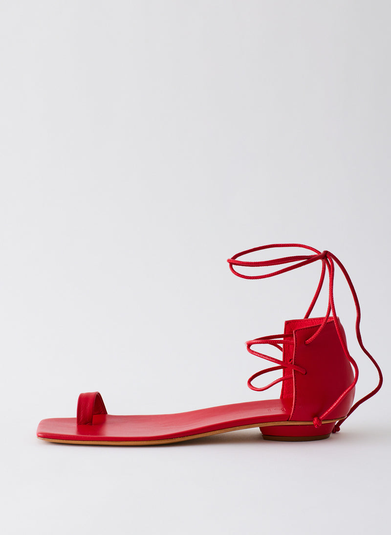 Ali Lace-Up Short Sandal Red-1