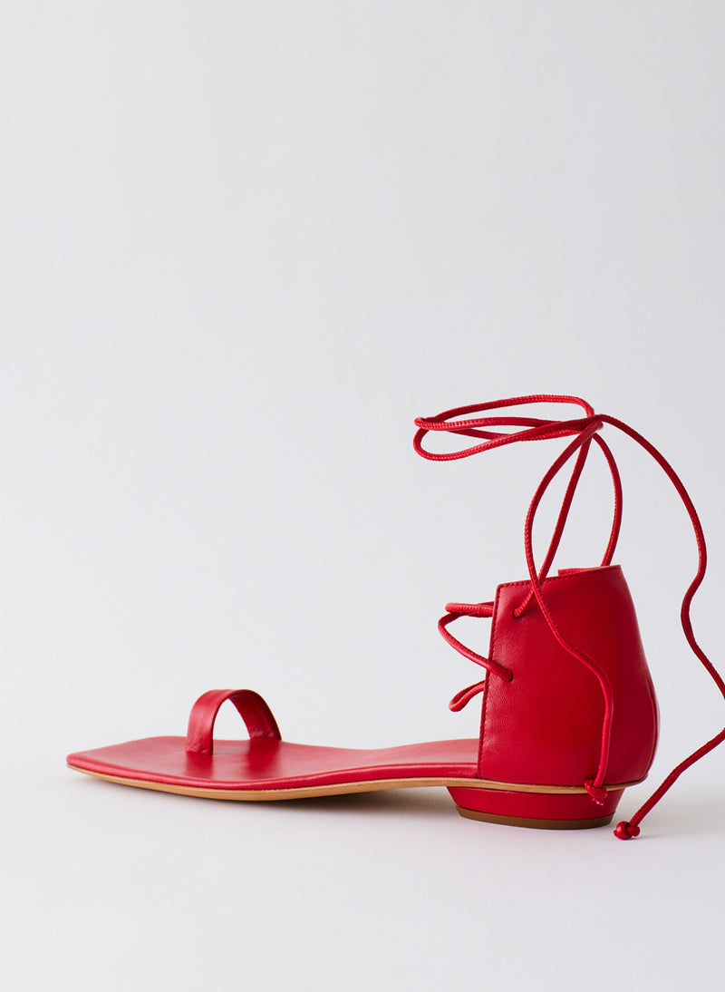 Ali Lace-Up Short Sandal Red-2