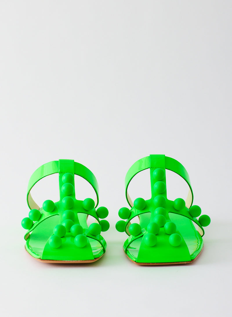Dex Studded Neon Patent Sandal Neon Green-4