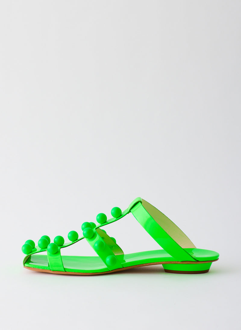 Dex Studded Neon Patent Sandal Neon Green-2