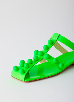Dex Studded Neon Patent Sandal Neon Green-6