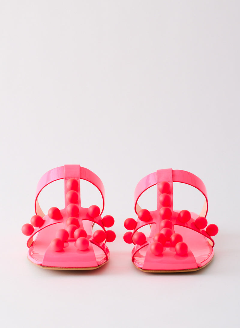 Dex Studded Neon Patent Sandal Neon Pink-4