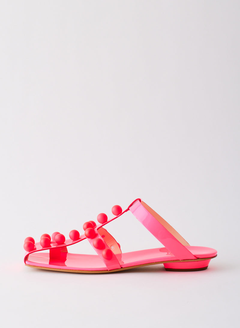 Dex Studded Neon Patent Sandal Neon Pink-1