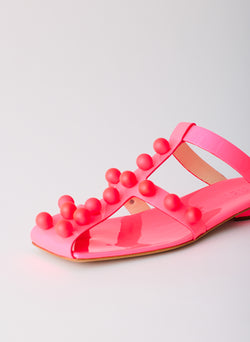 Dex Studded Neon Patent Sandal Neon Pink-6