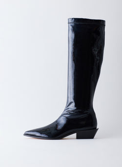 Bronson Faux Patent Leather Boot - Narrow Calf Black-01