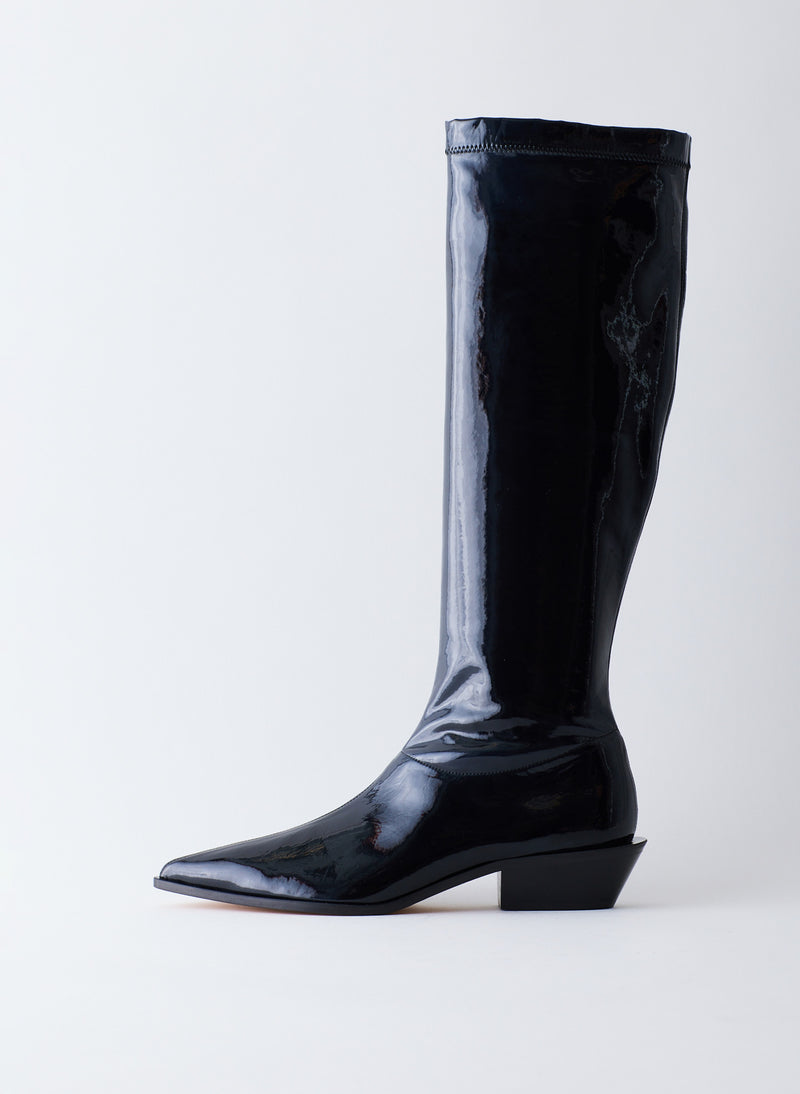 Bronson Faux Patent Leather Boot - Regular Calf – Tibi Official