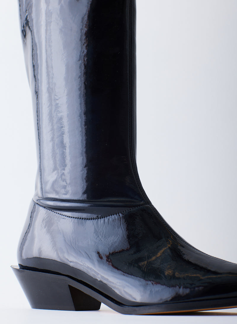Bronson Faux Patent Leather Boot - Narrow Calf Black-06