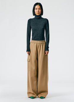 Active Knit Wide Leg Pull On Pant Tan-01