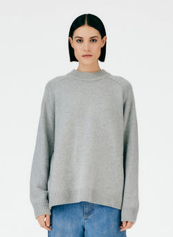 Cashmere Crewneck Oversized Sweater Heather Grey-01
