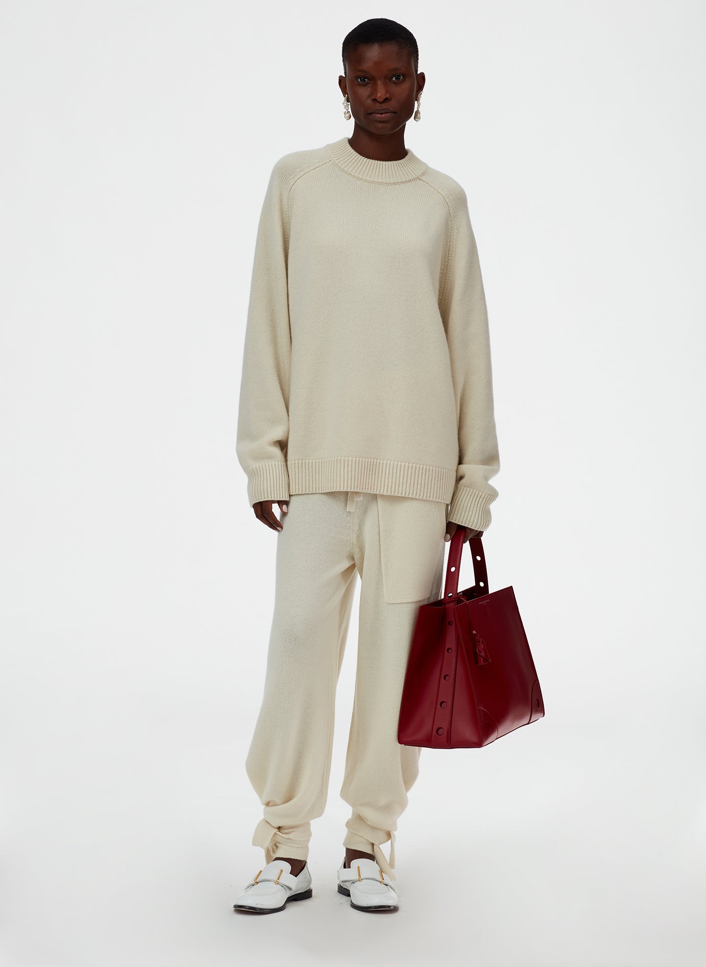 Cashmere Tie Lounge Sweatpants - Ivory-8