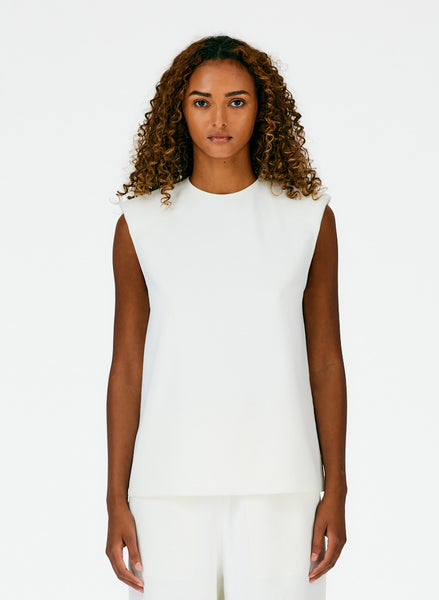 Chalky Drape Padded Shoulder Sleeveless Top – Tibi Official