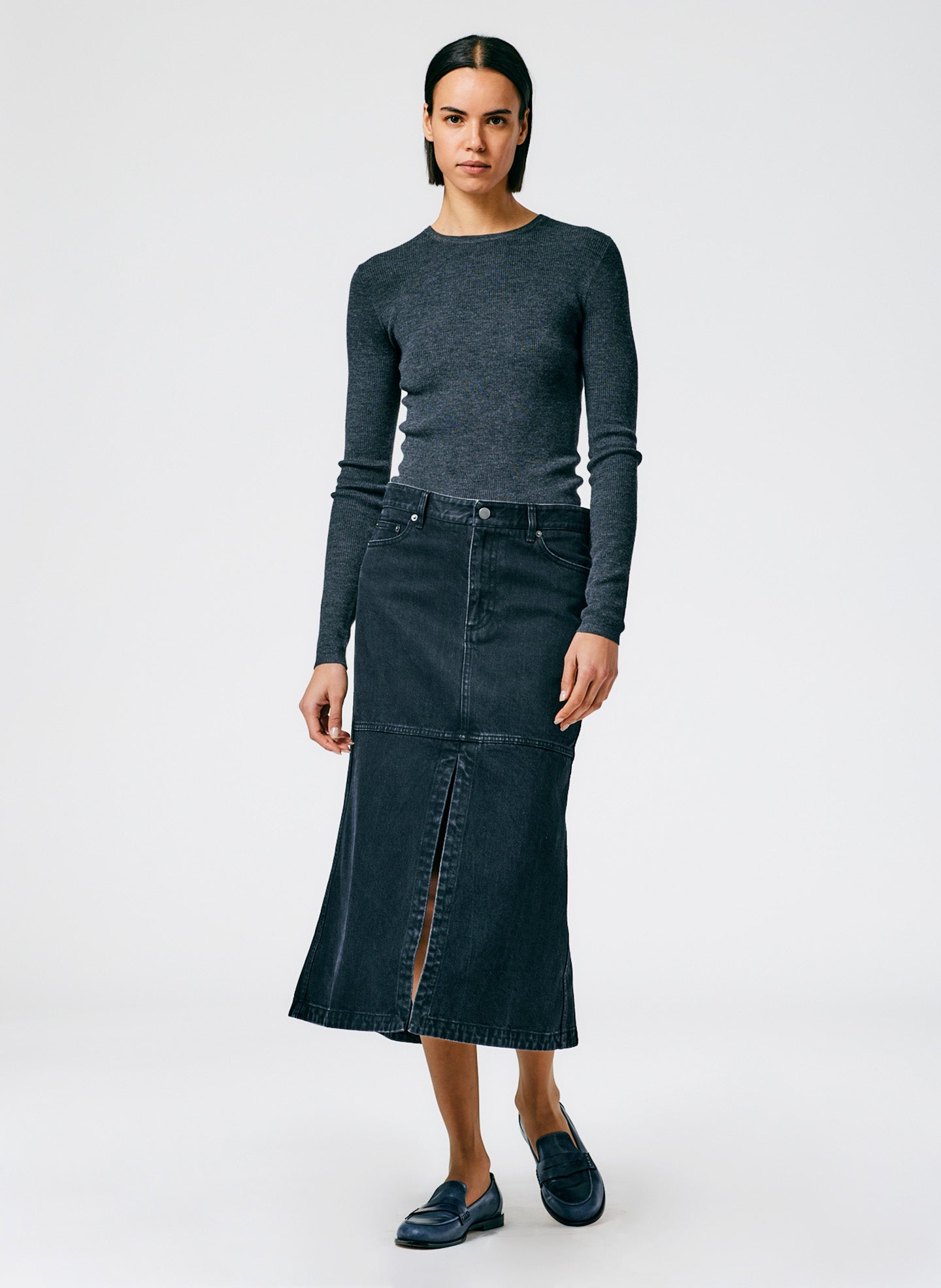 Black Denim Skirt - Black-04