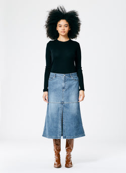 Classic Wash Denim Skirt Classic Blue-04
