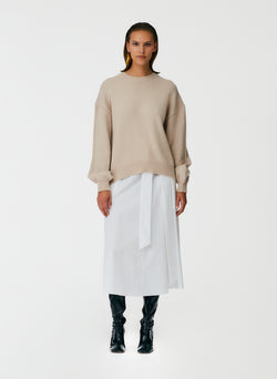 Eco Poplin Back Wrap Skirt White-5
