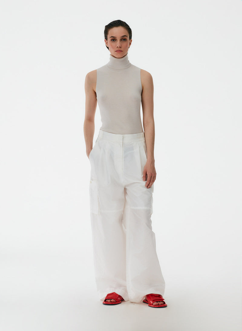 Feather Weight Ribbed Turtleneck Sweater Tank Stone-6