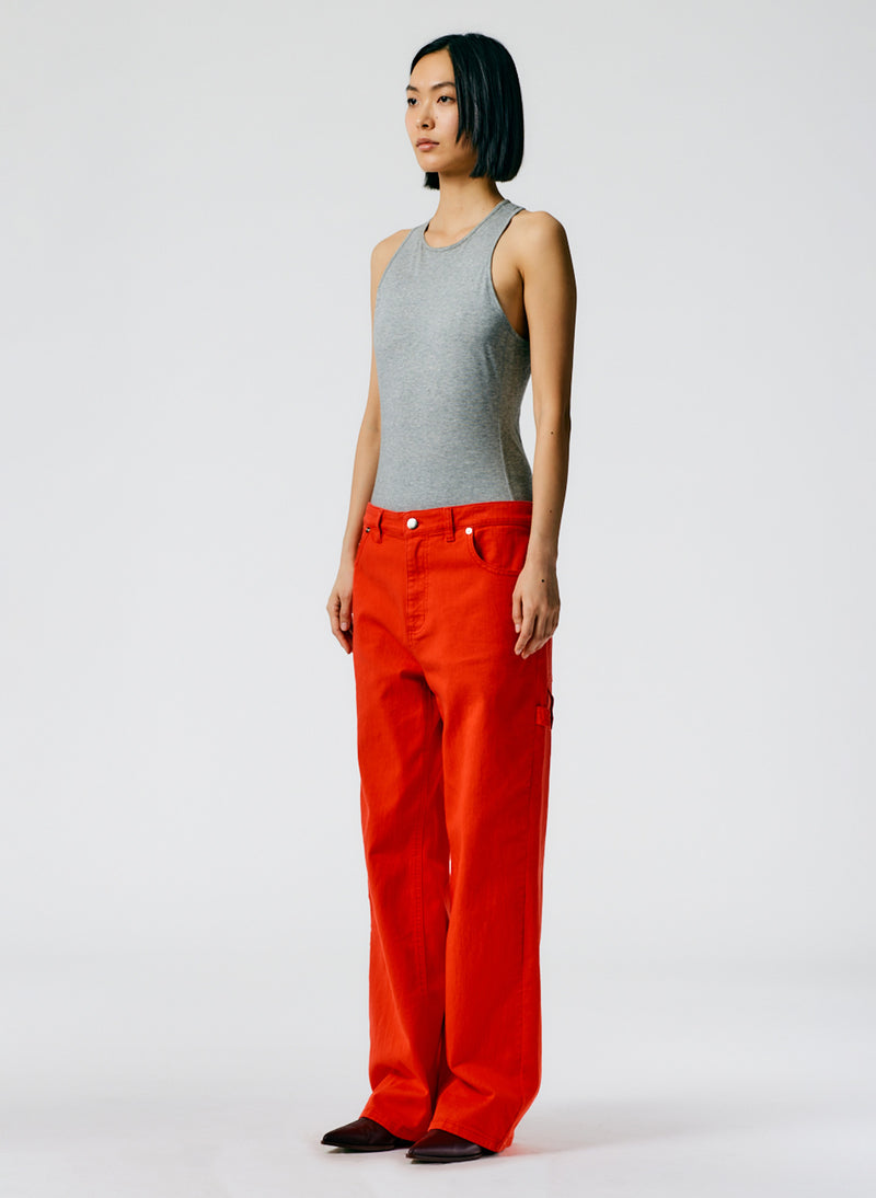 Garment Dyed Twill Cropped Slouchy Carpenter Jean – Tibi Official