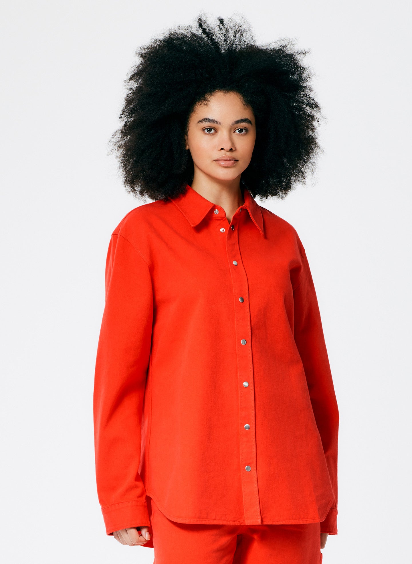 Garment Washed Twill Easy Shirt - Red-01