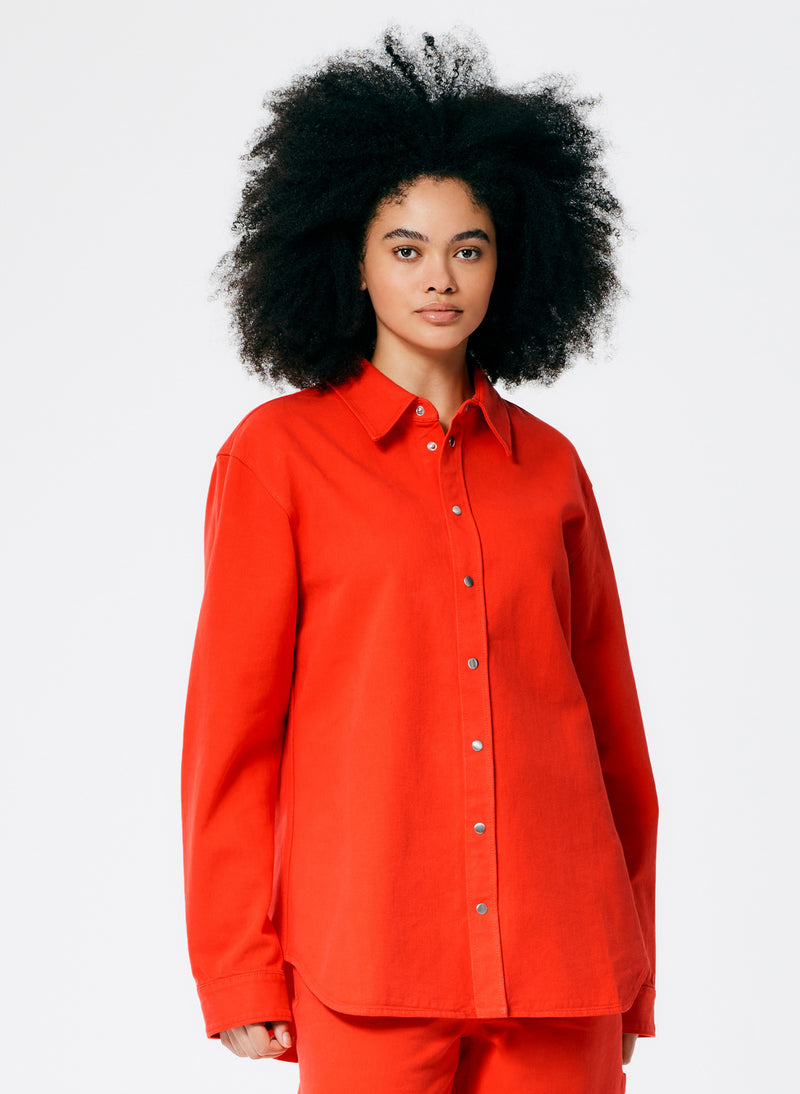 Garment Washed Twill Easy Shirt Red-01