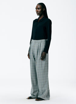 Menswear Suiting Asymmetrical Pleat Stella Pant White/Black Multi-2