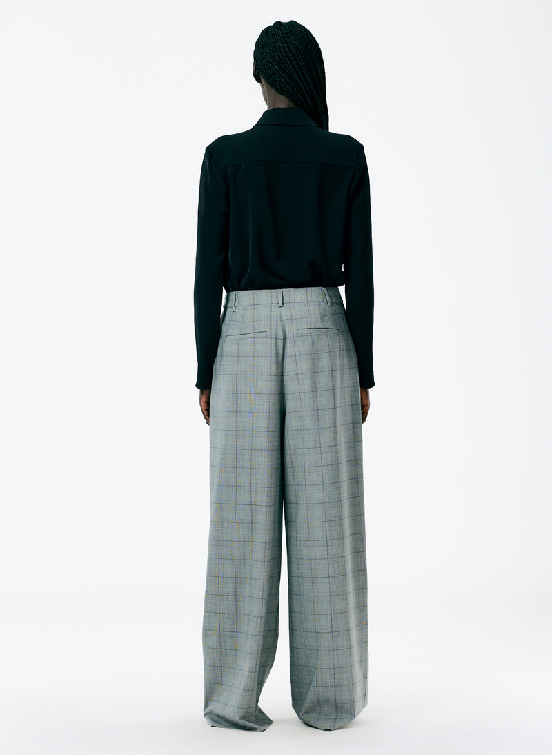 Menswear Suiting Asymmetrical Pleat Stella Pant White/Black Multi-3