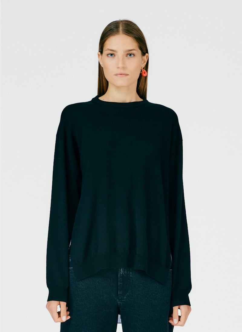 Merino Wool Sweater Combo Pullover Black Multi-01