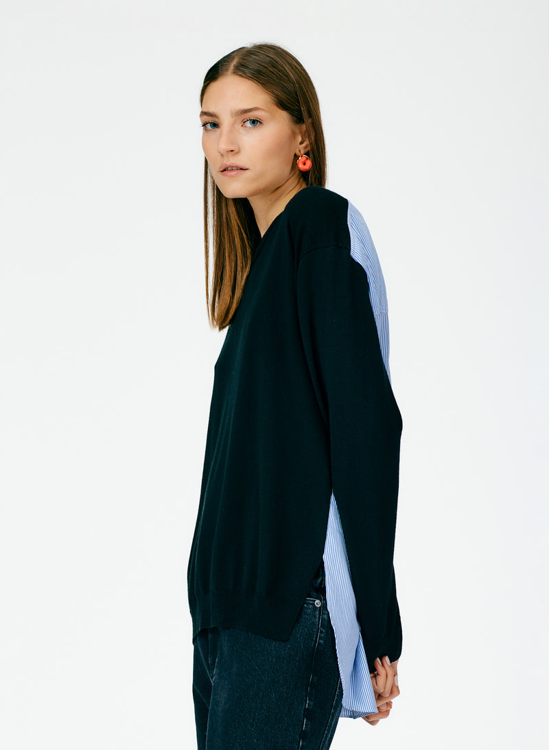 Merino Wool Sweater Combo Pullover Black Multi-05