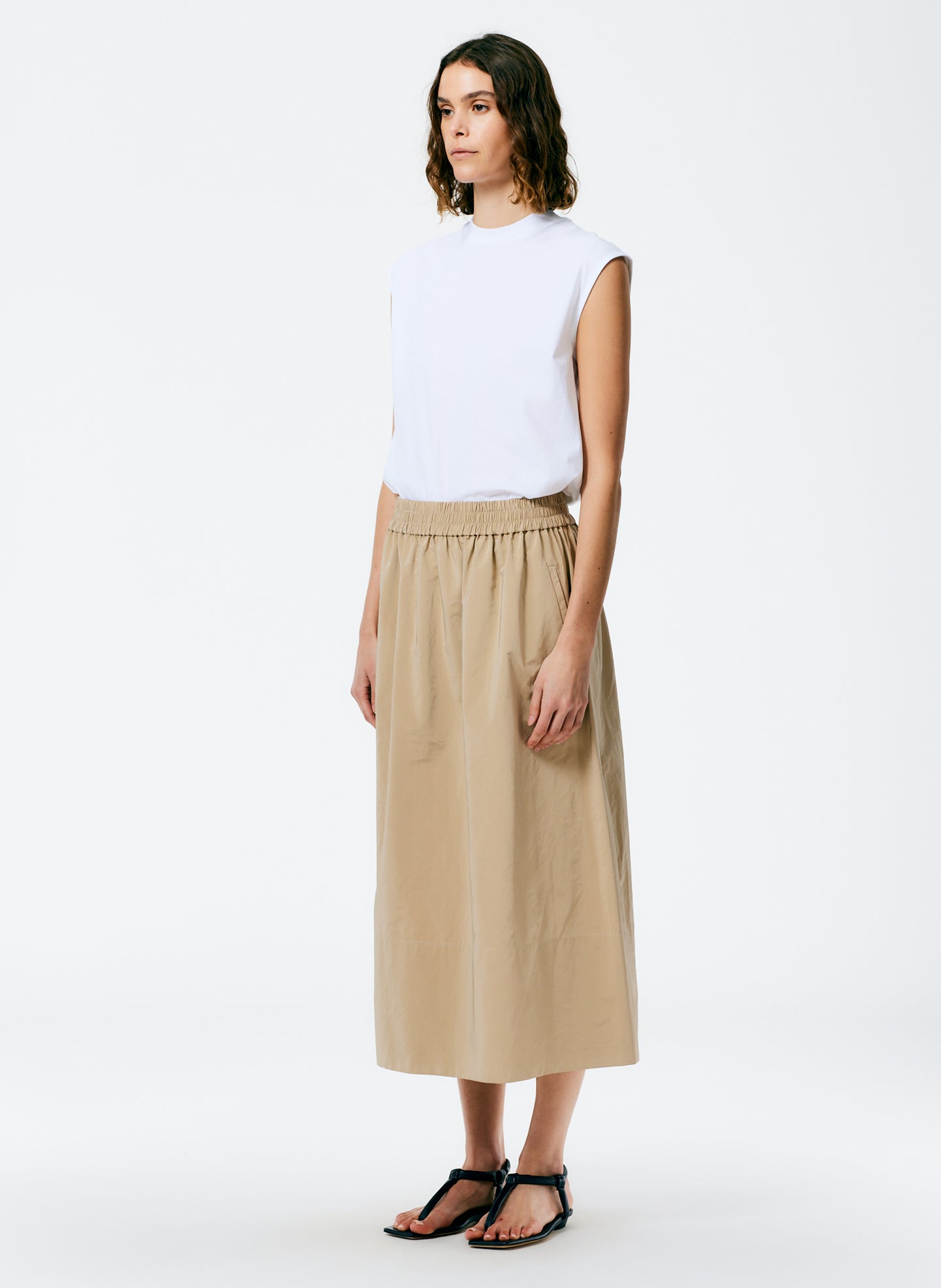 Nylon Pull On Full Skirt - Tan-2