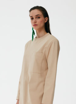 Punto Milano Long Sleeve Shoulder Pad T-Shirt Dress Toffee-5