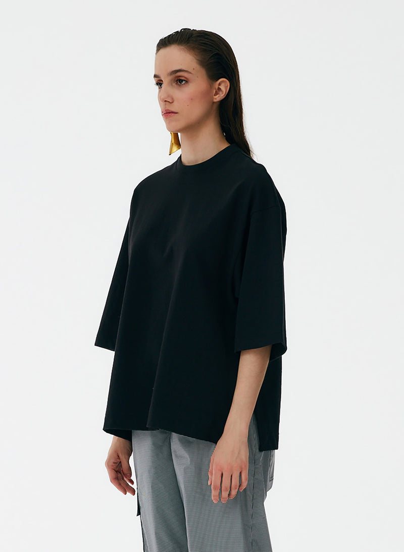 Punto Milano Crew With Side Slits T-Shirt – Tibi Official