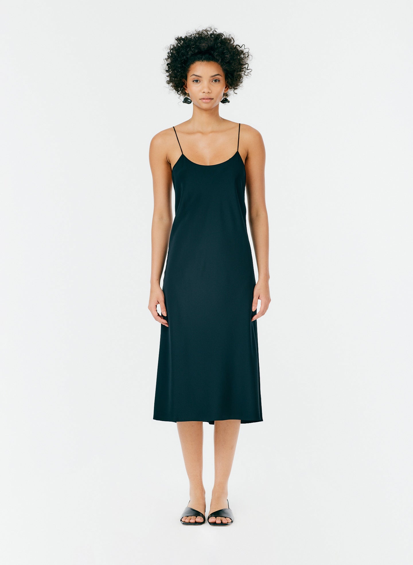 tibi black silk dress 4-Ply Silk V-Neck Dress With Bra Black / 14 / W125SL1653